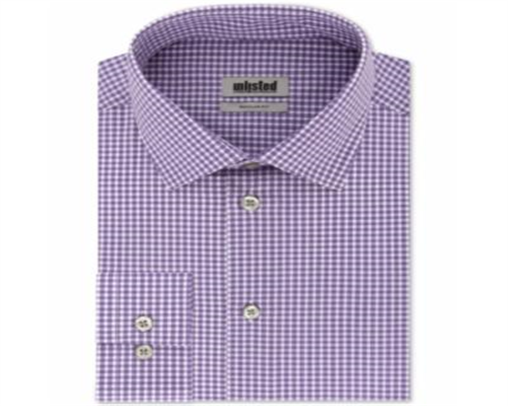 Camisa social masculina Kenneth Cole, corte regular, xadrez e listras, roxa, tamanho 17,5 x 34-35