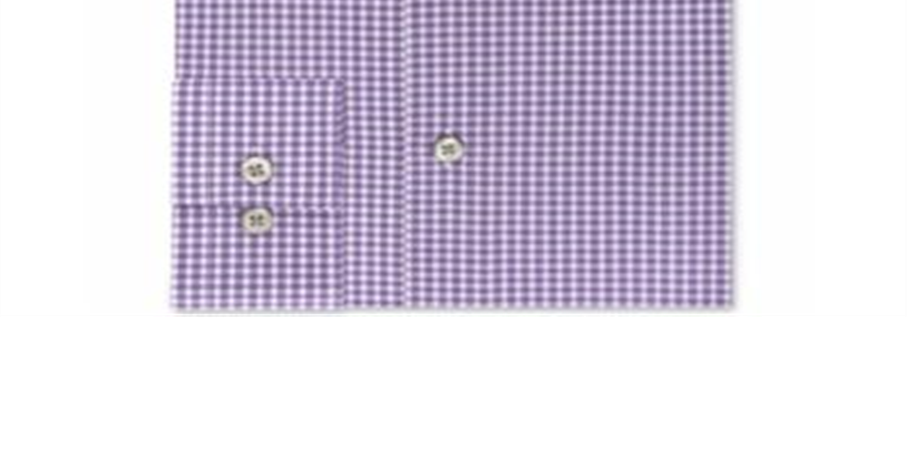 Camisa social masculina Kenneth Cole, corte regular, xadrez e listras, roxa, tamanho 17,5 x 34-35