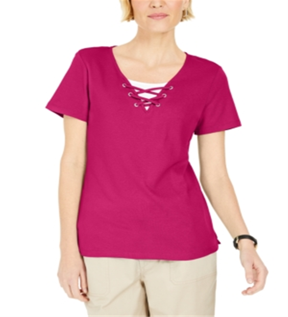 Karen Scott Top Feminino com Amarração em Camadas Rosa Tamanho XS