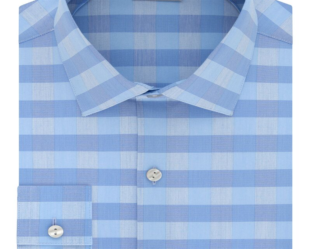 Camisa xadrez masculina Kenneth Cole Reaction Slim Fit com gola aberta, azul, tamanho GG