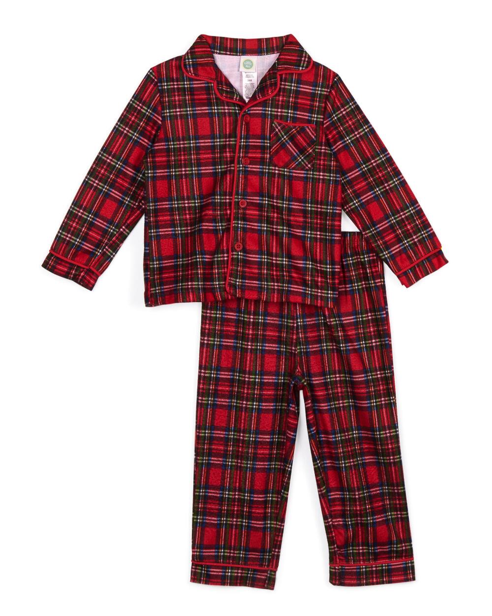 Conjunto de pijama xadrez com babados para meninas Little Me, vermelho, tamanho 12 meses