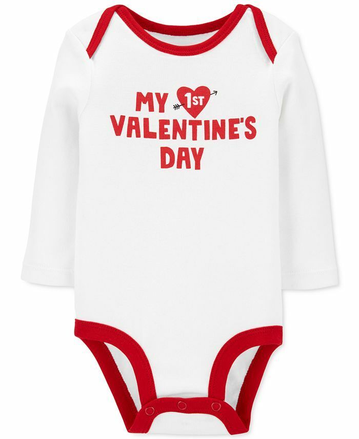 Body Carter's Baby Boy's &amp; Girl's 1º Dia dos Namorados Branco Tamanho 9 MOS