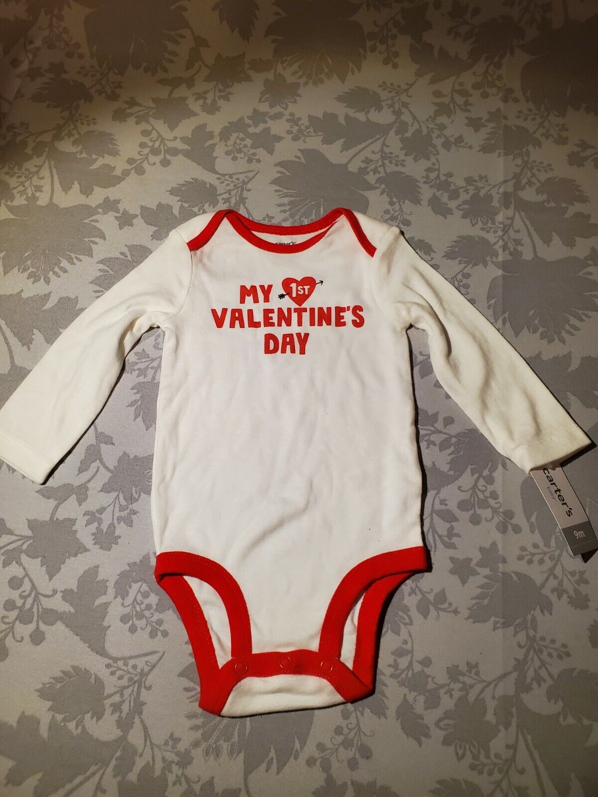 Body Carter's Baby Boy's &amp; Girl's 1º Dia dos Namorados Branco Tamanho 9 MOS