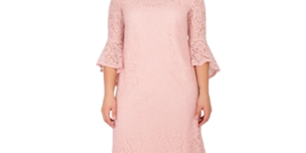 Vestido feminino de renda com manga sino e decote sino da coleção NY, tamanho P
