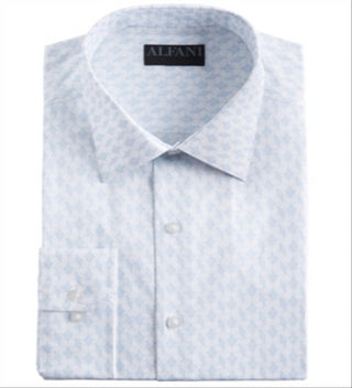 Alfani Men's Regular Fit Geo Print Dress Shirt Blue Size M