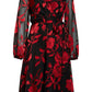 Vestido envelope falso com estampa floral Julia Jordan feminino, vermelho, tamanho 10