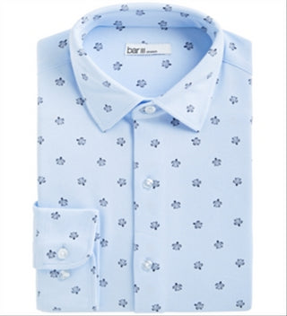 Camisa social masculina Bar III Slim Fit com estampa de tartaruga marinha elástica, azul, tamanho GG