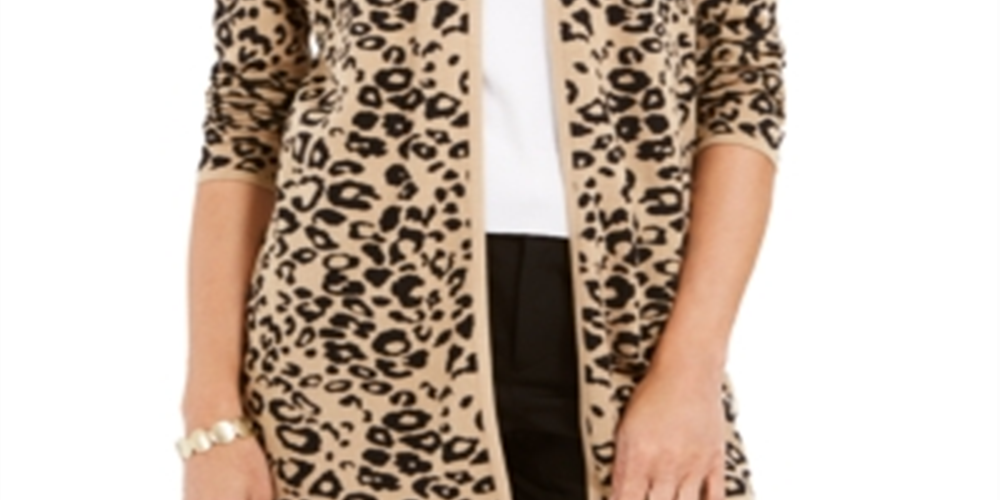 Cardigan estampado feminino JM Collection, preto, tamanho pequeno G