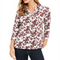Camisa polo feminina estampada Charter Club com manga 34 e combinação de nuvens, tamanho GG