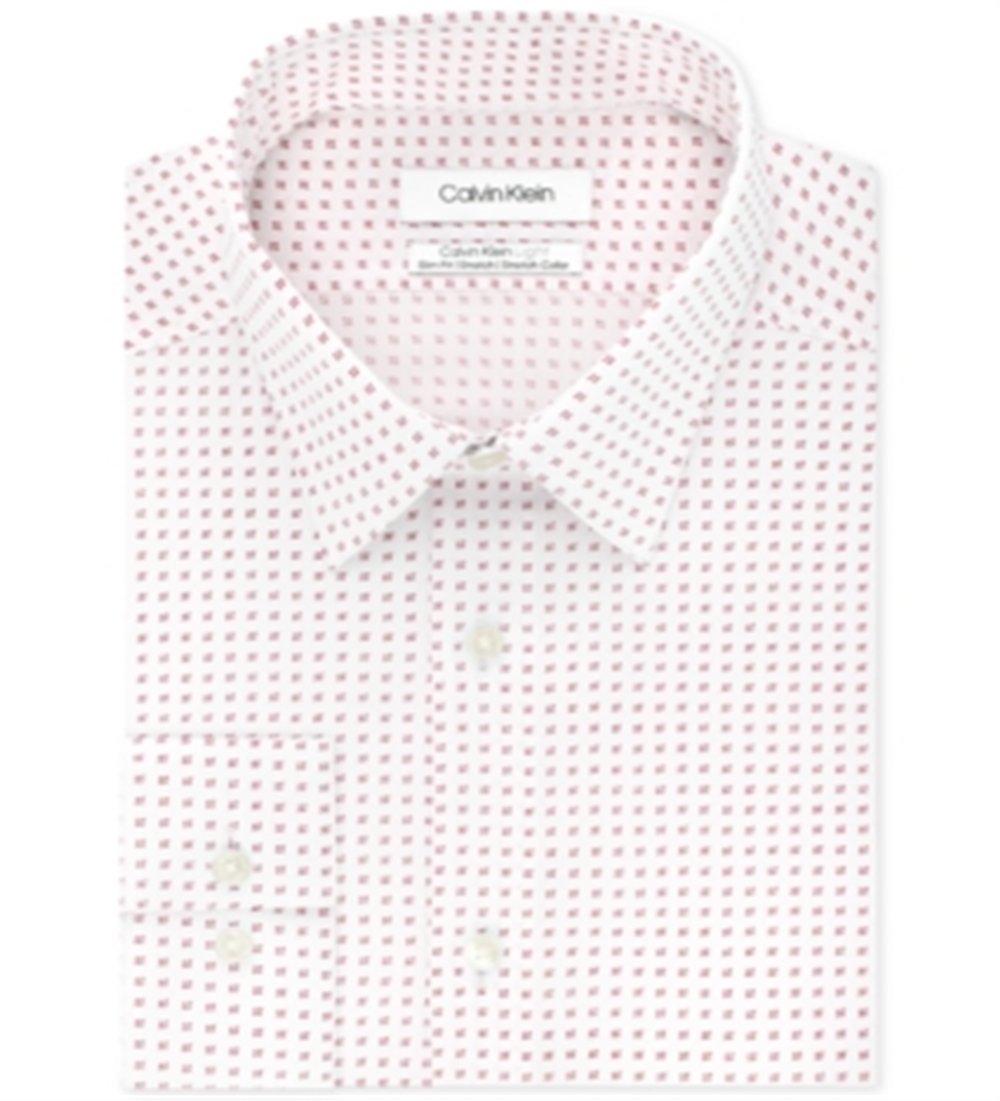 Camisa social masculina Calvin Klein com estampa elástica, vermelha, tamanho 16x34-35