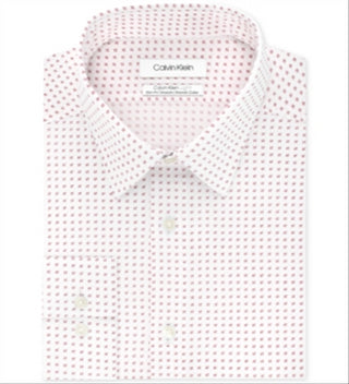 Camisa social masculina Calvin Klein com estampa elástica, vermelha, tamanho 16x34-35
