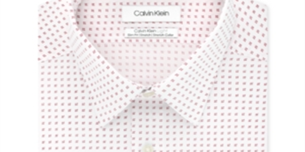Camisa social masculina Calvin Klein com estampa elástica, vermelha, tamanho 16x34-35