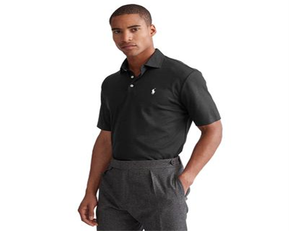 Camisa polo masculina Polo Ralph Lauren Classic-Fit de algodão macio, preta, tamanho GG