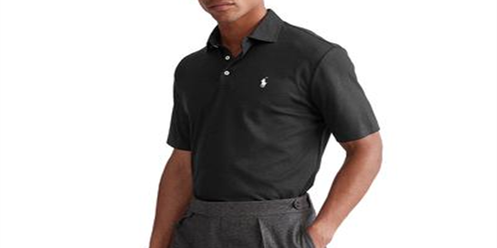 Camisa polo masculina Polo Ralph Lauren Classic-Fit de algodão macio, preta, tamanho GG