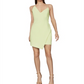 Vestido curto feminino BCBGMAXAZRIA, sem mangas, assimétrico, com decote em V, cor limão, tamanho 12