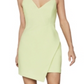 Vestido curto feminino BCBGMAXAZRIA, sem mangas, assimétrico, com decote em V, cor limão, tamanho 12