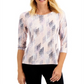 Camiseta feminina estampada em jacquard Raquel Rain da JM Collection, tamanho XXL