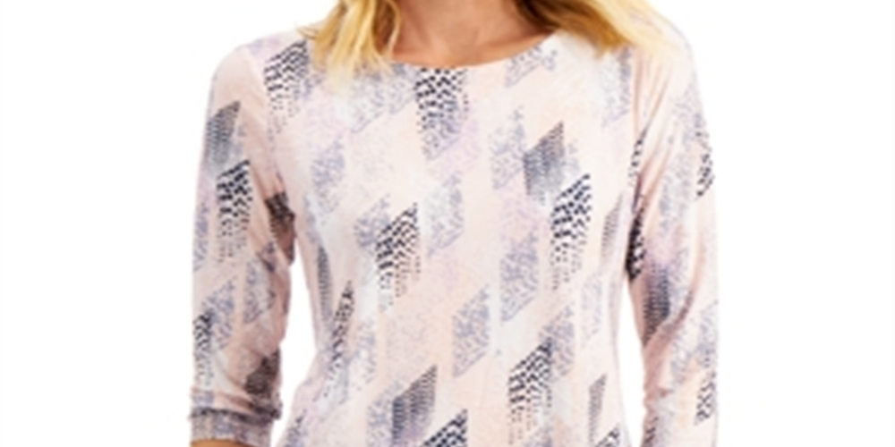 Camiseta feminina estampada em jacquard Raquel Rain da JM Collection, tamanho XXL