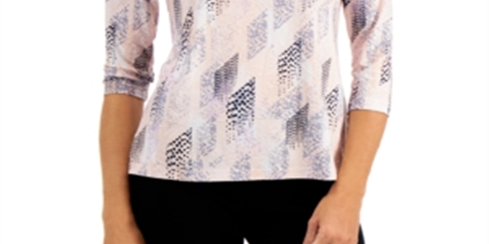 Camiseta feminina estampada em jacquard Raquel Rain da JM Collection, tamanho XXL