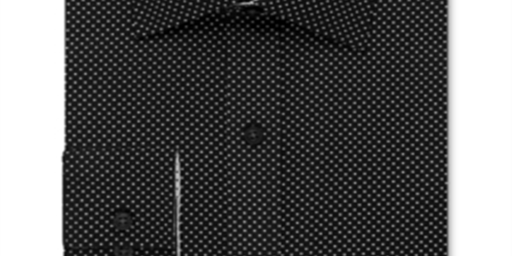 Camisa social masculina Sean John com estampa de bolinhas, preta, tamanho 18,5 x 34-35