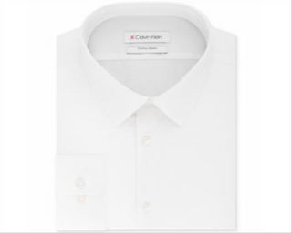 Camisa social Calvin Klein masculina extra slim fit, elástica, sem vincos, tamanho 16,5 x 32-33-G, branca