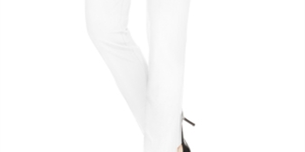 Calça feminina com tachas JM Collection, branca, tamanho pequeno XS