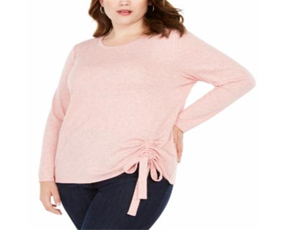 Blusa feminina plus size com cordão e franzido, rosa, tamanho 4X, da INC International Concepts