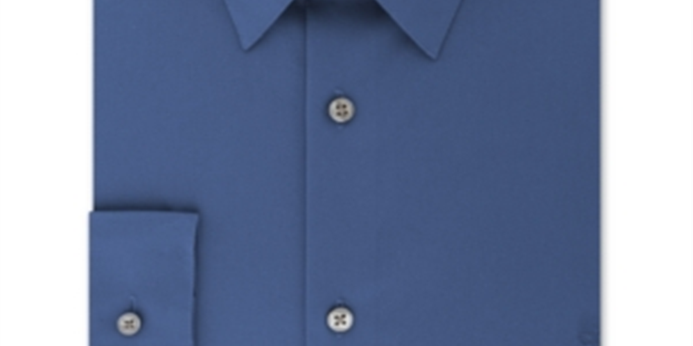Camisa social masculina Calvin Klein Slim Fit com gola flexível elástica, azul, tamanho 15x32-33