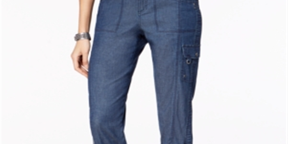 Calça cargo cropped feminina Style &amp; Co, azul-chambray, tamanho 6