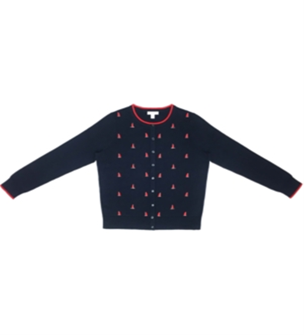 Cardigan feminino com botões estilo barco Charter Club, azul-marinho, tamanho grande