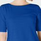Camiseta feminina com listras texturizadas e mangas cotovelo Charter Club Northern Lights tamanho G
