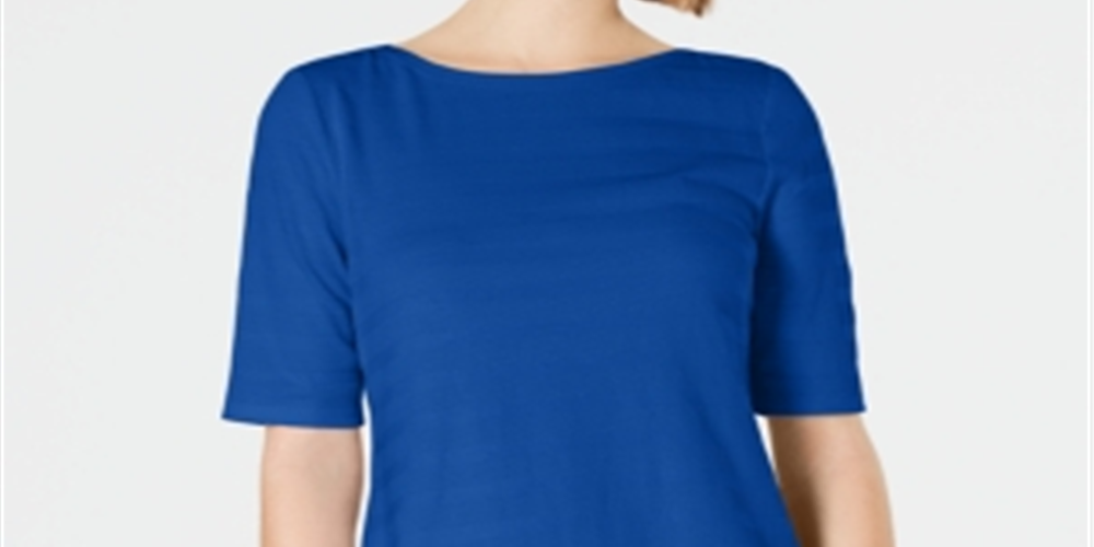 Camiseta feminina com listras texturizadas e mangas cotovelo Charter Club Northern Lights tamanho G
