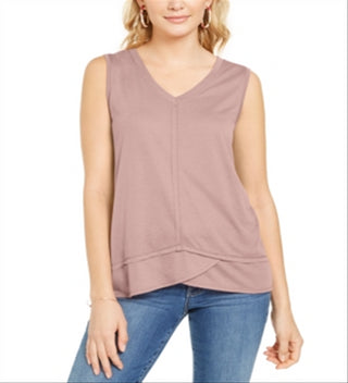 Regata feminina estilo &amp; co, alta e baixa, rosa, tamanho 2XL