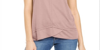 Regata feminina estilo &amp; co, alta e baixa, rosa, tamanho 2XL