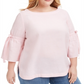 Blusa feminina Charter Club de linho com manga sino, rosa, tamanho 3X