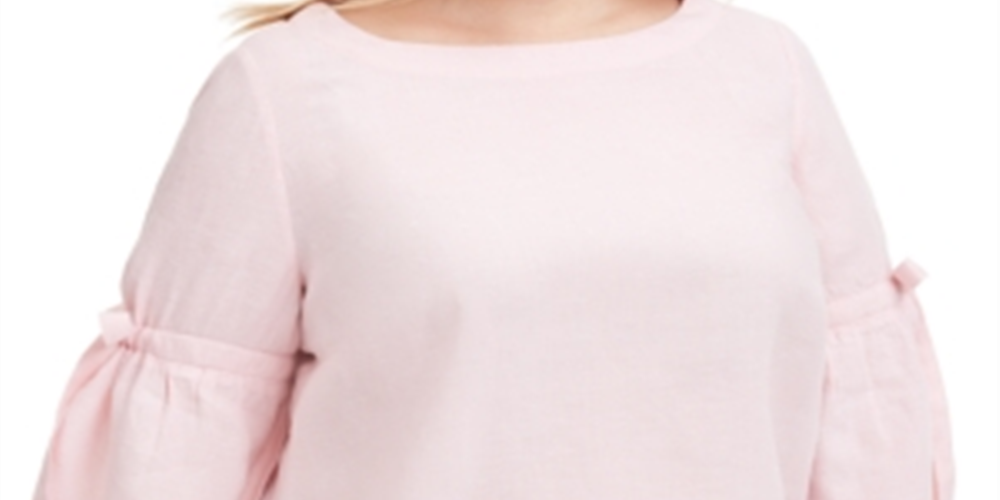 Blusa feminina Charter Club de linho com manga sino, rosa, tamanho 3X