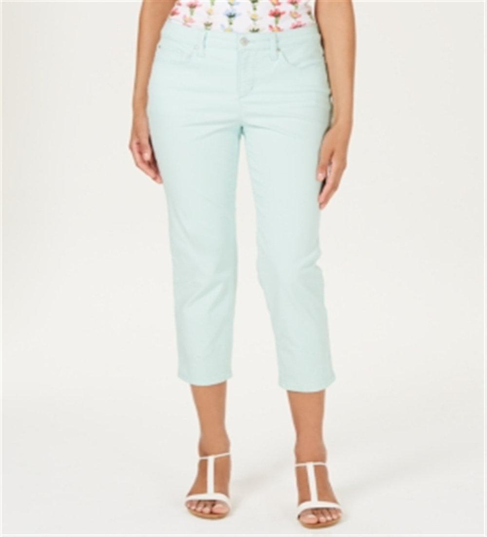 Calça jeans feminina Charter Club Petite Tummy-Control Bristol Capri Aqua Mist tamanho 6 P