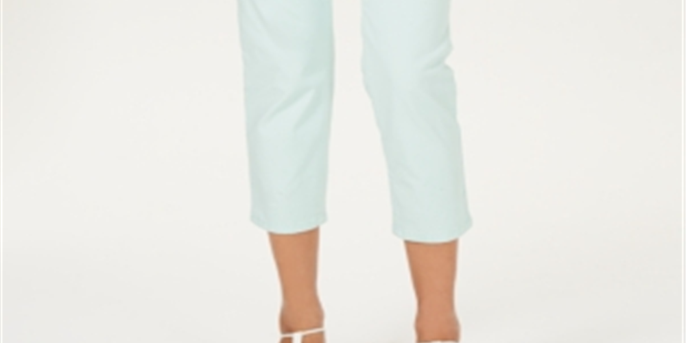 Calça jeans feminina Charter Club Petite Tummy-Control Bristol Capri Aqua Mist tamanho 6 P