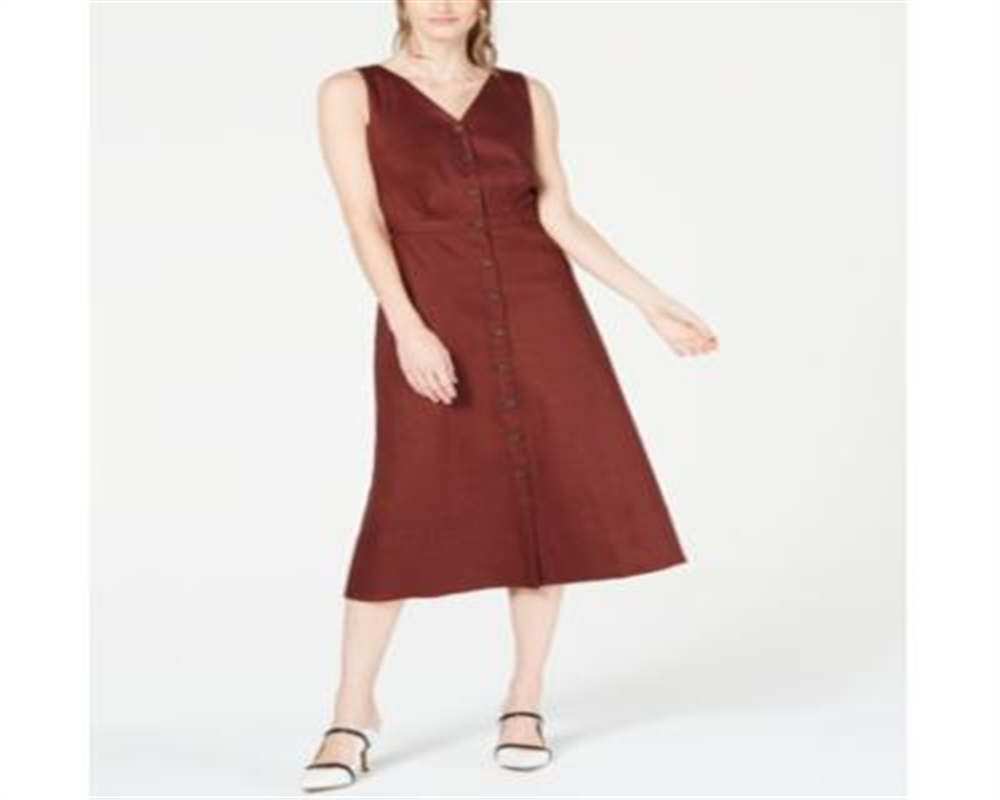 Vestido midi alfani feminino pequeno com botões, marrom, tamanho 16 P