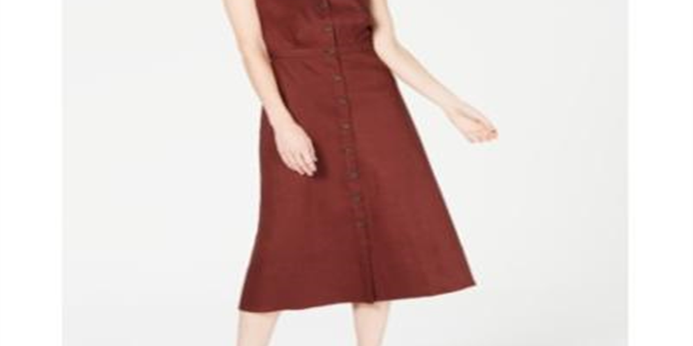 Vestido midi alfani feminino pequeno com botões, marrom, tamanho 16 P