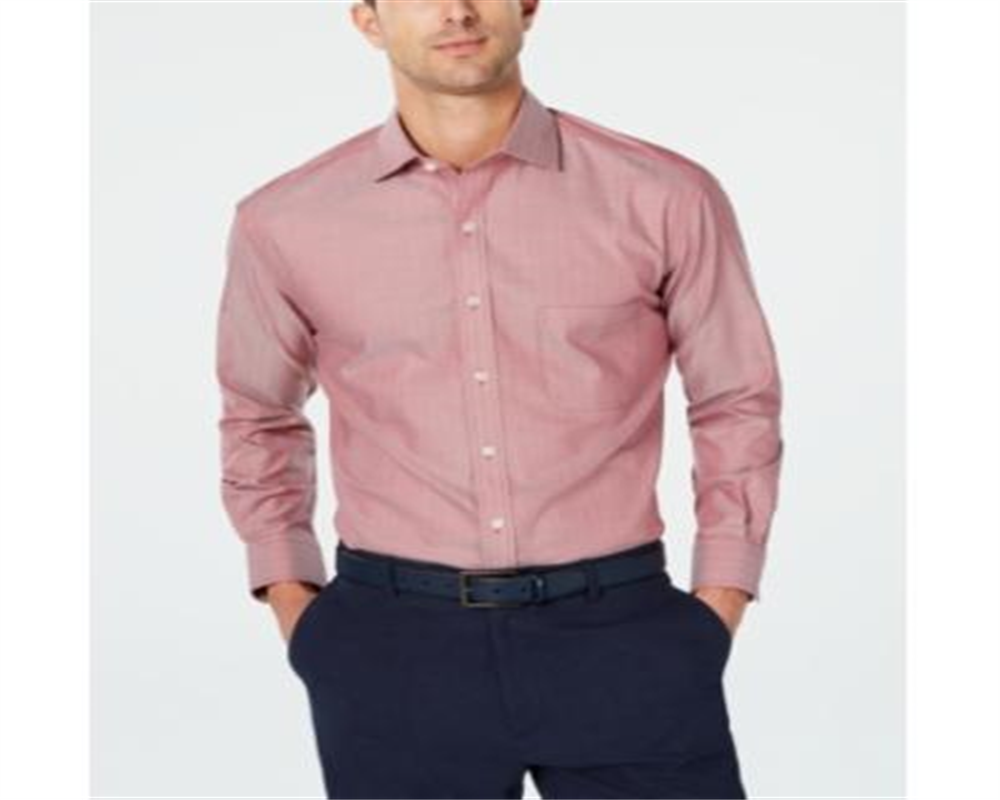 Camisa social masculina Tasso Elba mini-espinha de peixe Supima de algodão, cor vinho, tamanho 17x34-35