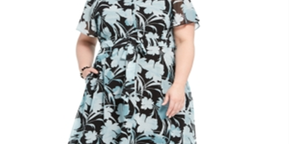 Vestido-camisa estampado feminino Alfani azul tamanho -3X