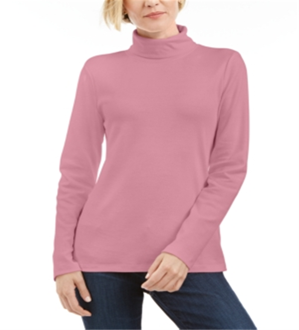 Karen Scott Blusa de gola alta feminina de algodão rosa tamanho extragrande