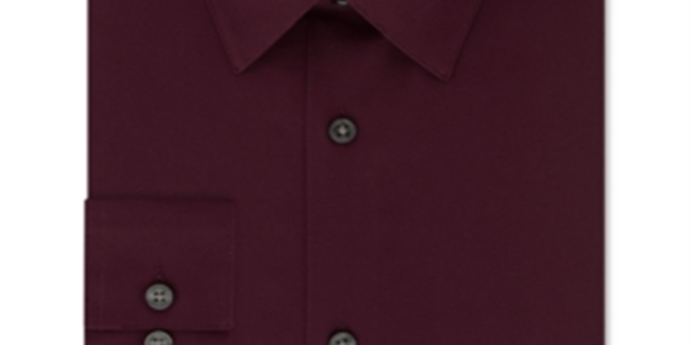 Camisa social Calvin Klein masculina slim fit com gola flexível elástica, tamanho vinho, 17,5 x 34-35