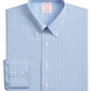Camisa social masculina Brooks Brothers xadrez Supima de algodão azul, tamanho 14,5 x 32