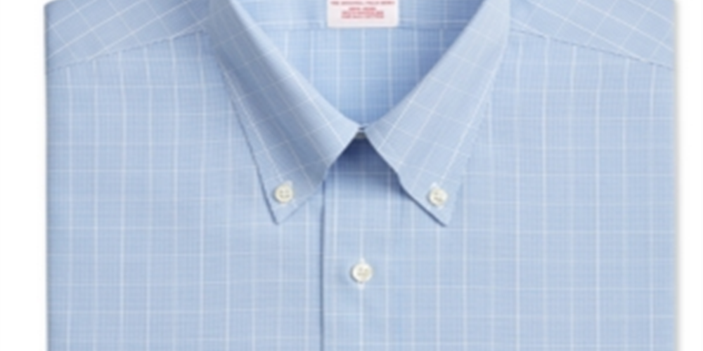 Camisa social masculina Brooks Brothers xadrez Supima de algodão azul, tamanho 14,5 x 32
