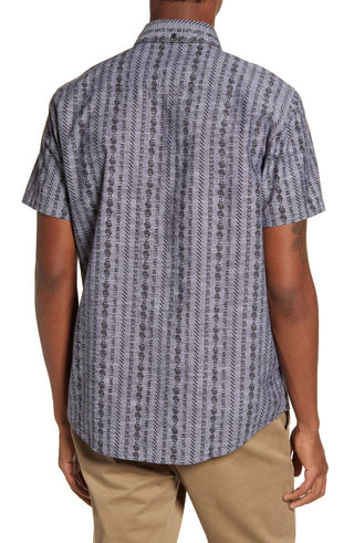 Camisa Hurley Masculina de Algodão com Gola Stamps e Botões Cinza Tamanho Grande