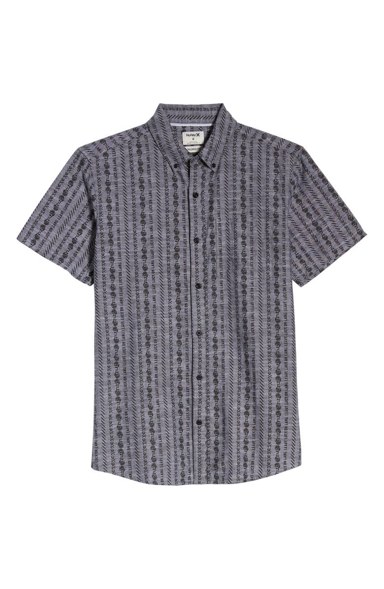 Camisa Hurley Masculina de Algodão com Gola Stamps e Botões Cinza Tamanho Grande