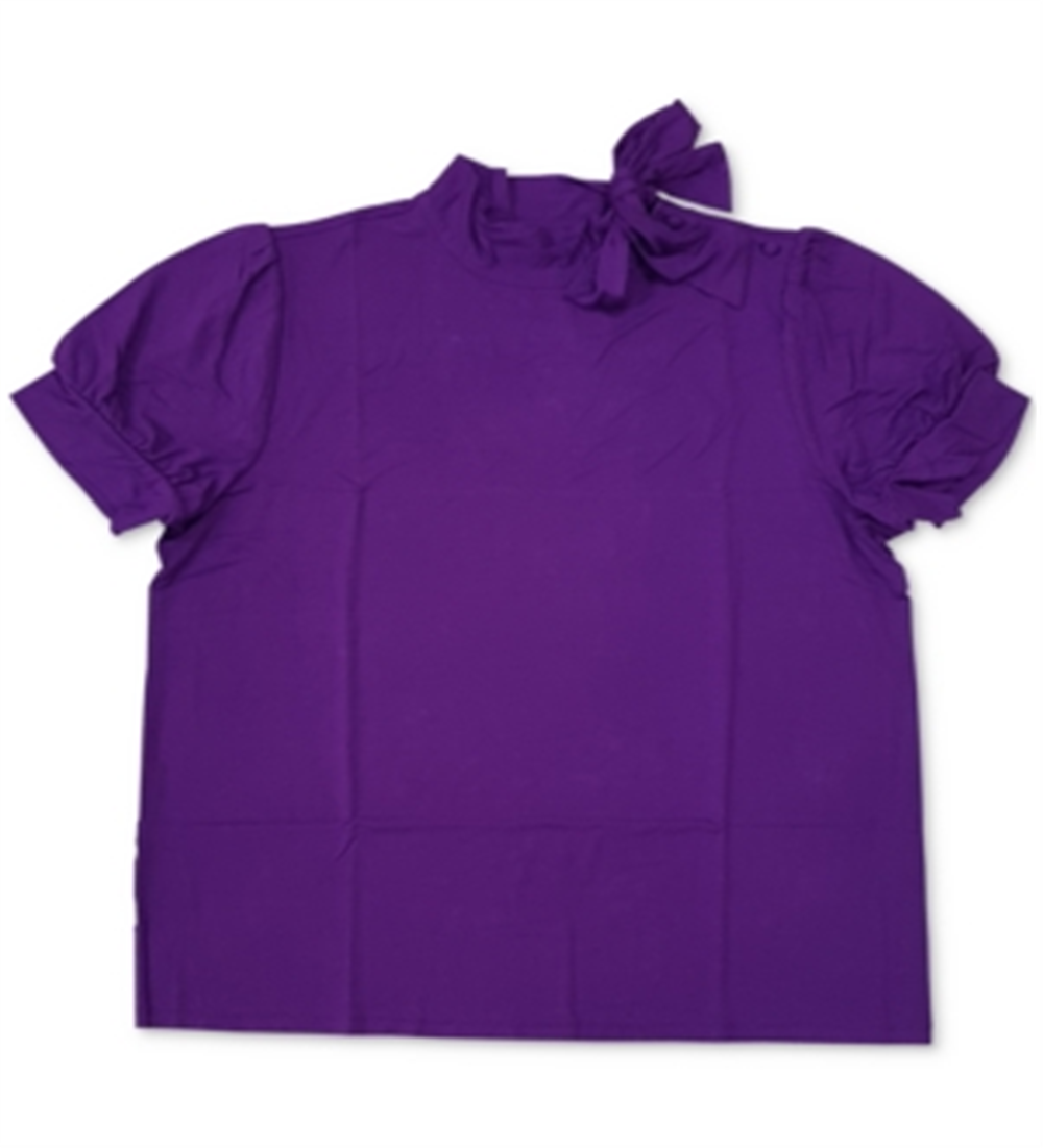 Blusa feminina Charter Club manga curta gola alta roxa tamanho pequeno