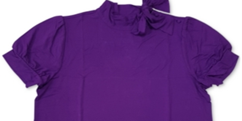 Blusa feminina Charter Club manga curta gola alta roxa tamanho pequeno